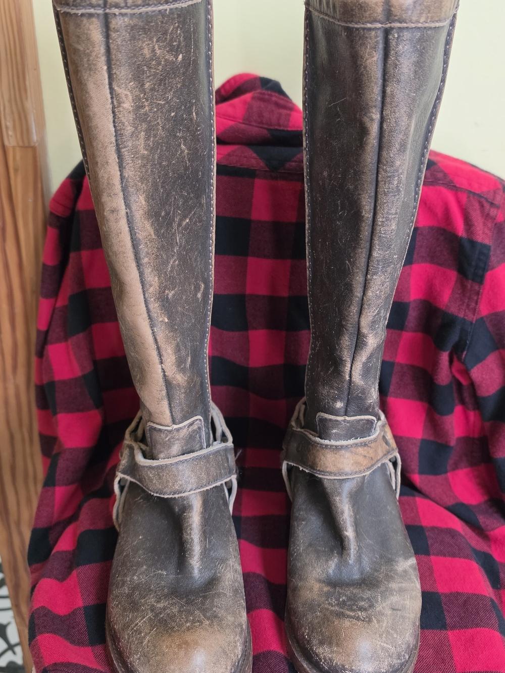 Over-the-Knee Distressed Brown Riding Boots